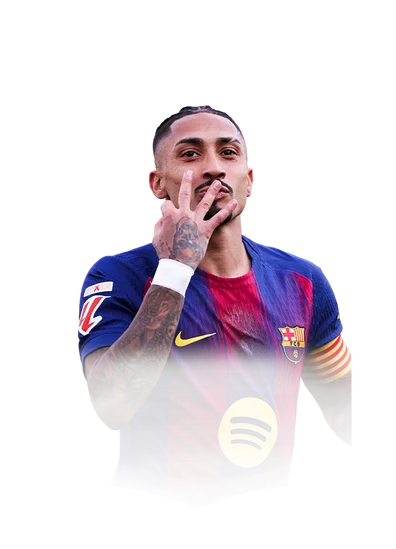 Raphinha 91 Team of the Week LW FC 26 card