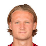 Kasper Dolberg op de 77 Common FC 27-spelerskaart